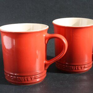 Pair of Red Cerise LE CREUSET mugs  large 14 Oz. Coffee mug